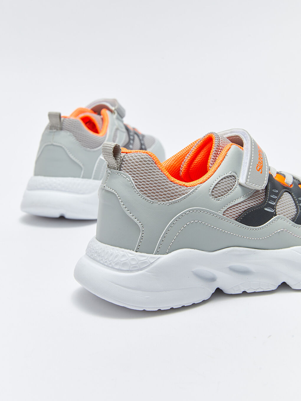 Gri Bağcıklı Cırt Cırtlı Erkek Çocuk Spor Ayakkabı-4