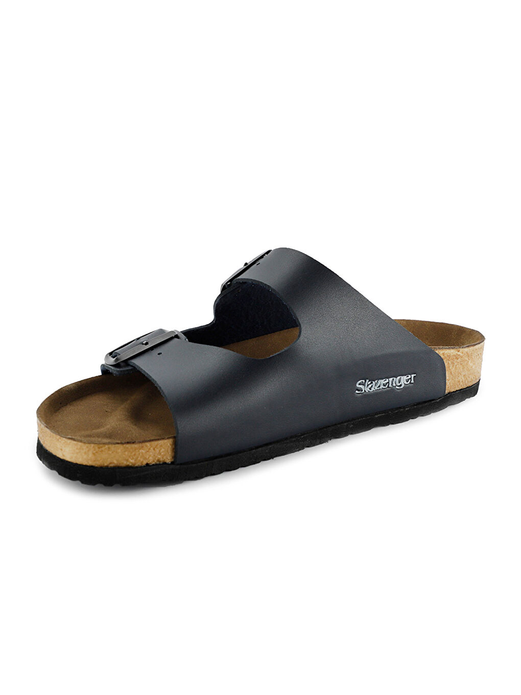 Lacivert Çift Bantlı Toka Detaylı Erkek Terlik-3