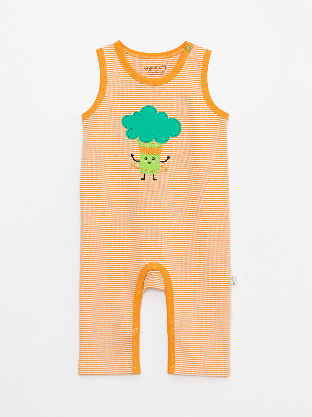 ORGANICKID Pembe Bisiklet Yaka Çizgili Kız Bebek Tulum