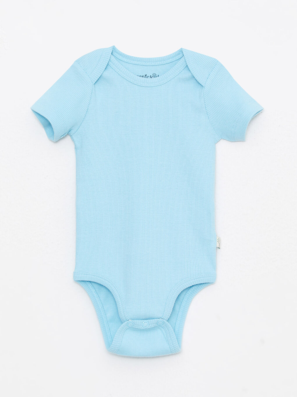 Mavi Bisiklet Yaka Kısa Kollu Erkek Bebek Çıtçıtlı Bodysuit