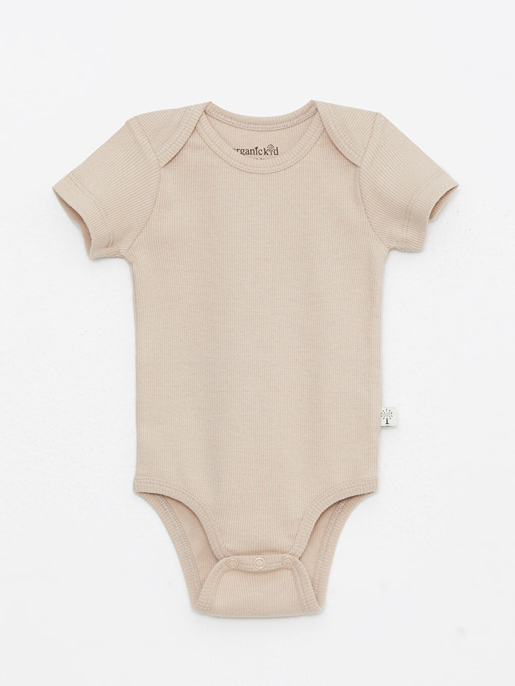 Kahverengi Bisiklet Yaka Kısa Kollu Kız Bebek Çıtçıtlı Bodysuit