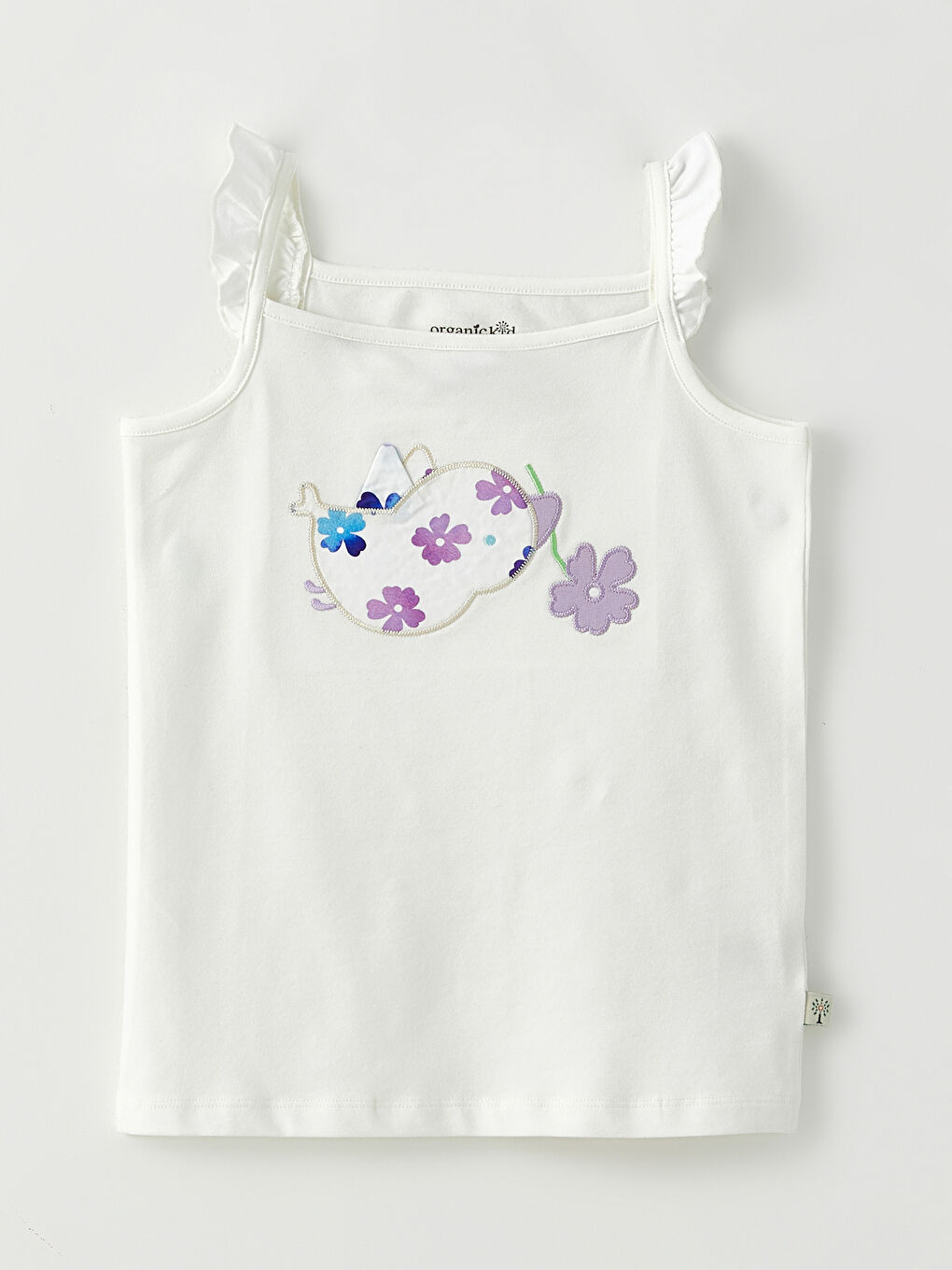 Lila Kare Yaka Nakışlı Kız Çocuk Atlet