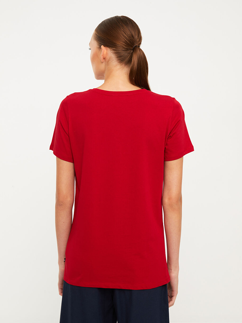 Crew Neck Printed Short Sleeve Cotton Women's T-shirt-4