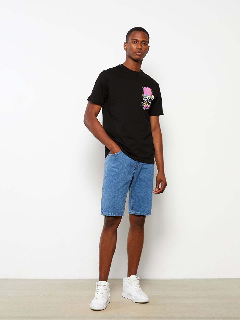 İndigo Standart Kalıp Erkek Jean Şort