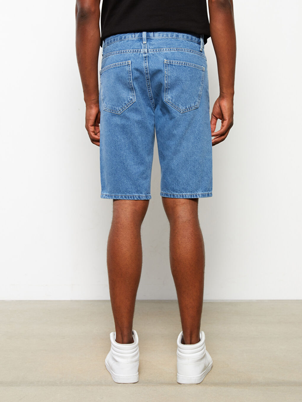 İndigo Standart Kalıp Erkek Jean Şort-4