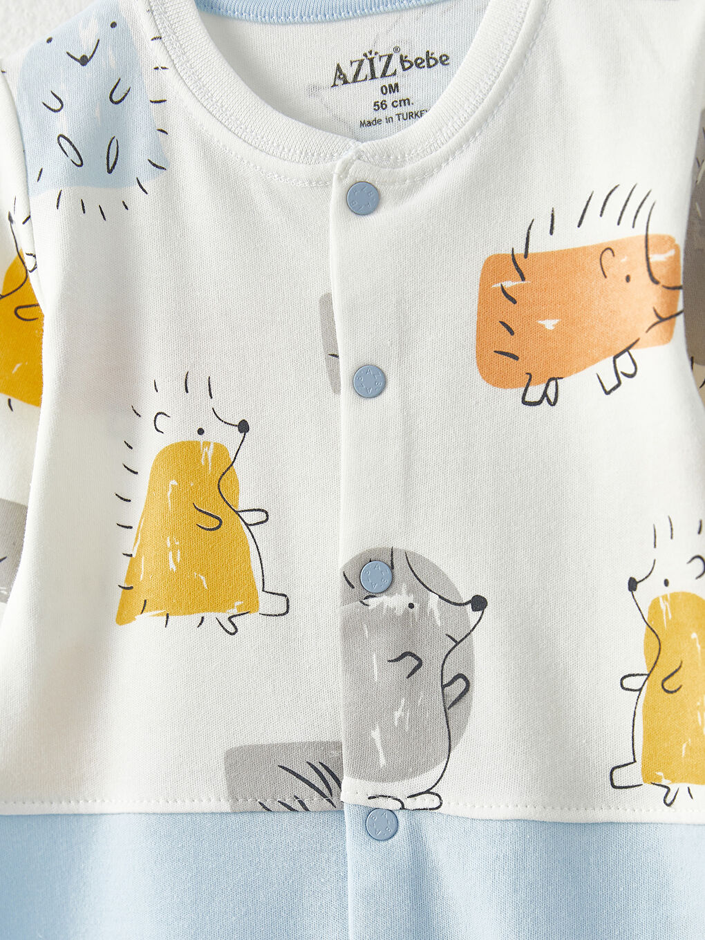 Ekru Bisiklet Yaka Uzun Kollu Baskılı Erkek Bebek Tulum-1