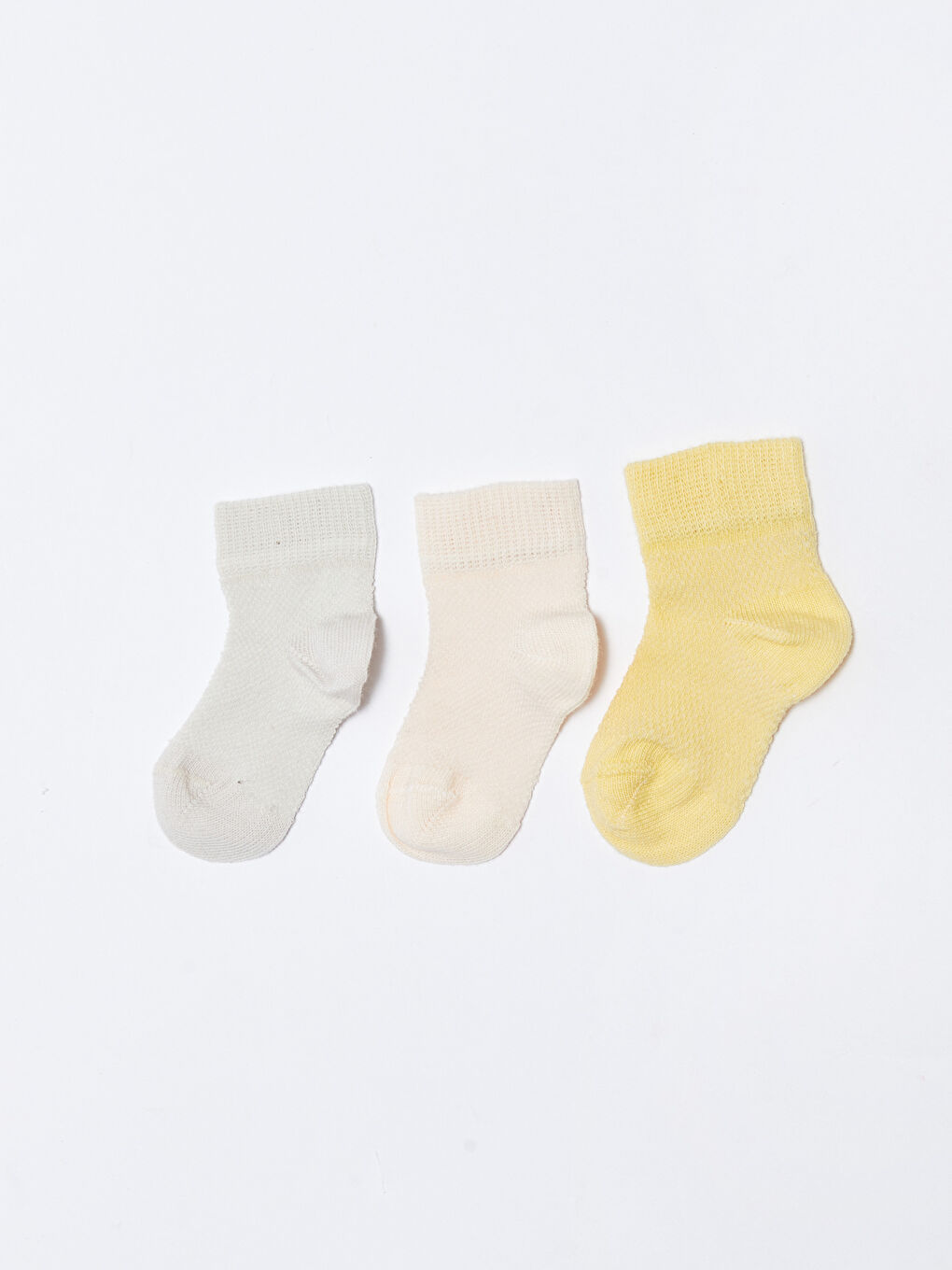 Ekru Basic Kız Bebek Soket Çorap 3'lü-1
