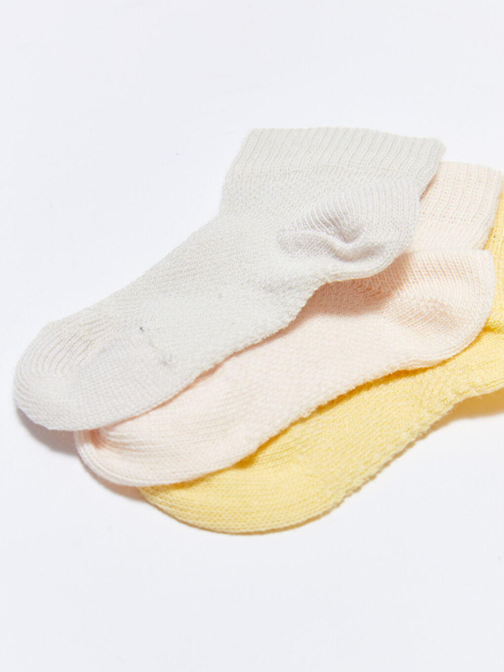 Ekru Basic Kız Bebek Soket Çorap 3'lü-2