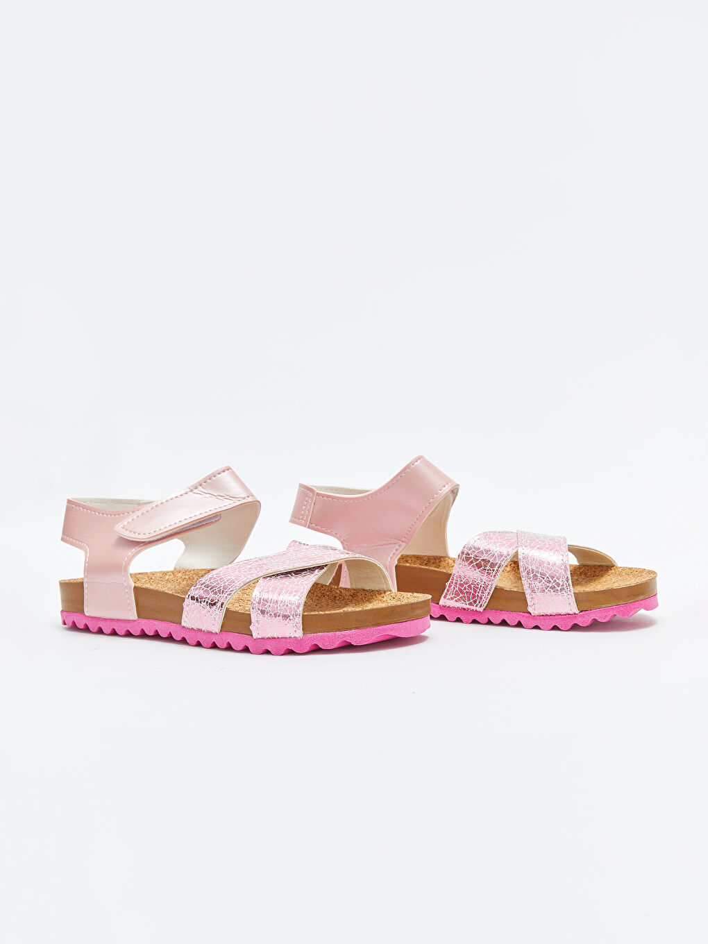 Pembe Cırt Cırtlı Kız Çocuk Sandalet-1