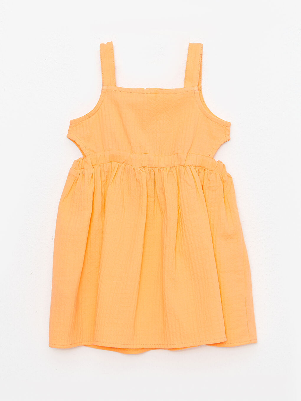 Mercan Kare Yaka Askılı Basic Kız Bebek Elbise-1