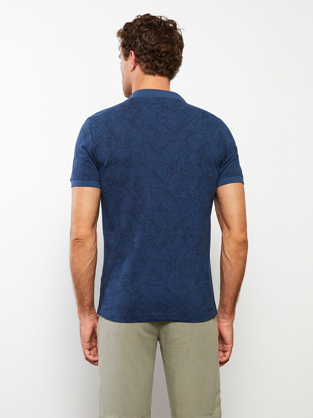 Polo Neck Short Sleeve Patterned Men's T-Shirt-4