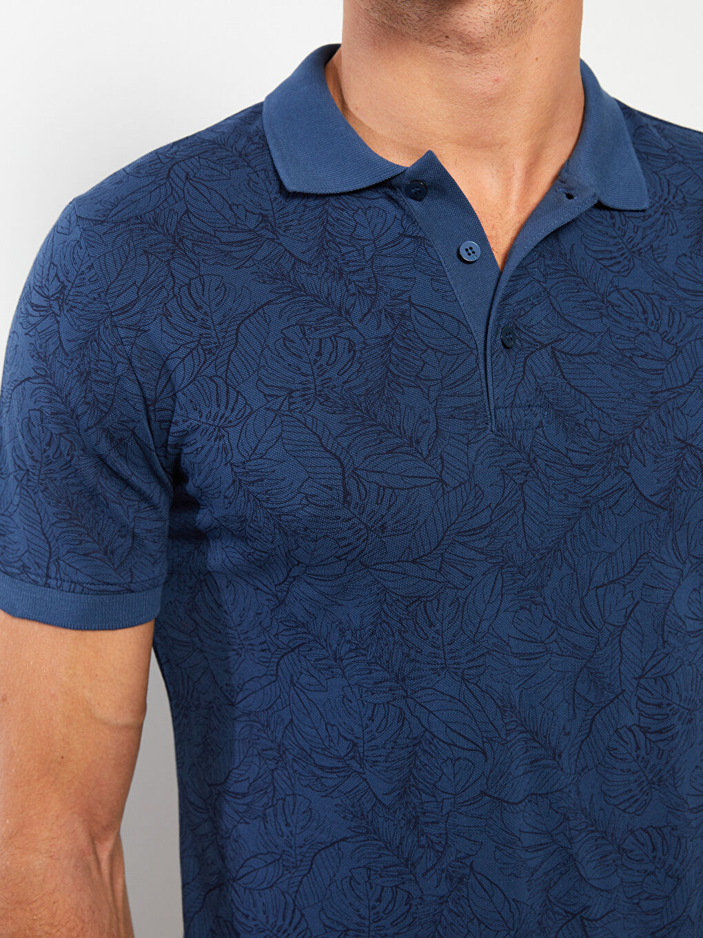 Polo Neck Short Sleeve Patterned Men's T-Shirt-3