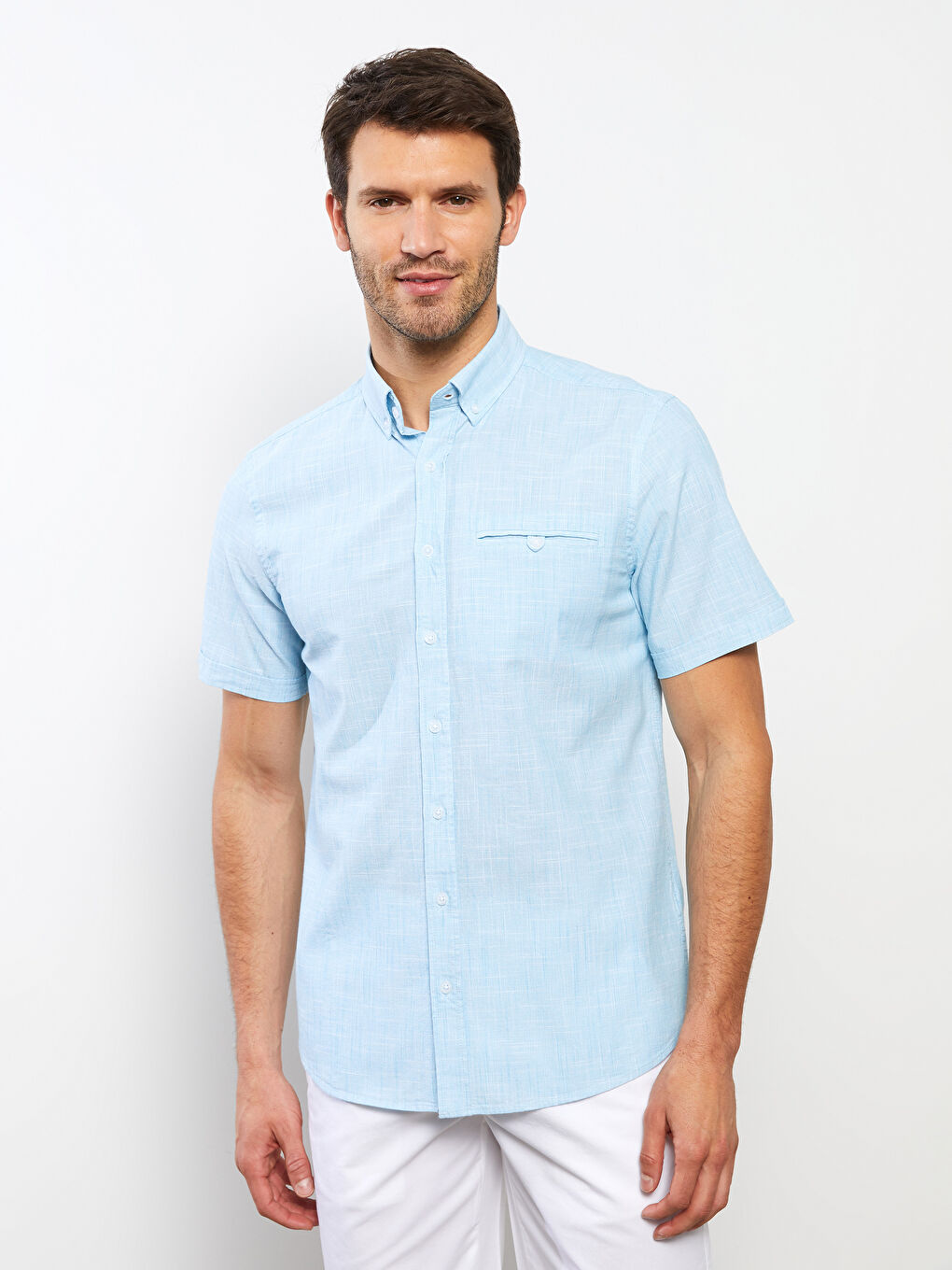 LCWAIKIKI Basic Regular Fit Short Sleeve Men's Shirt -S33967Z8-CT4