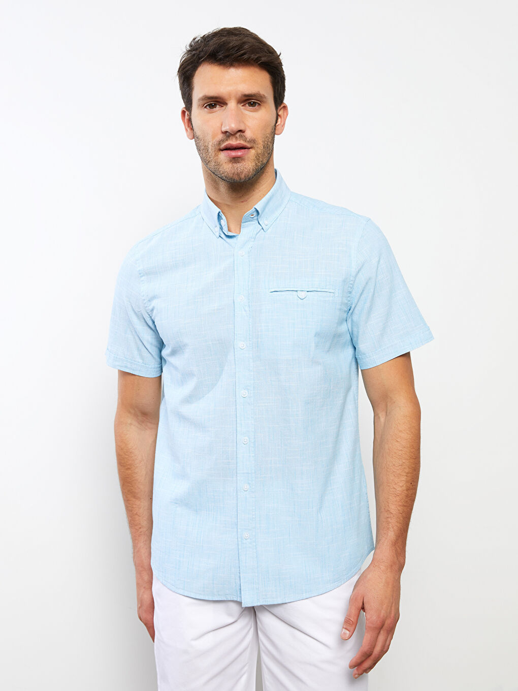 LCWAIKIKI Basic Regular Fit Short Sleeve Men's Shirt -S33967Z8-CT4