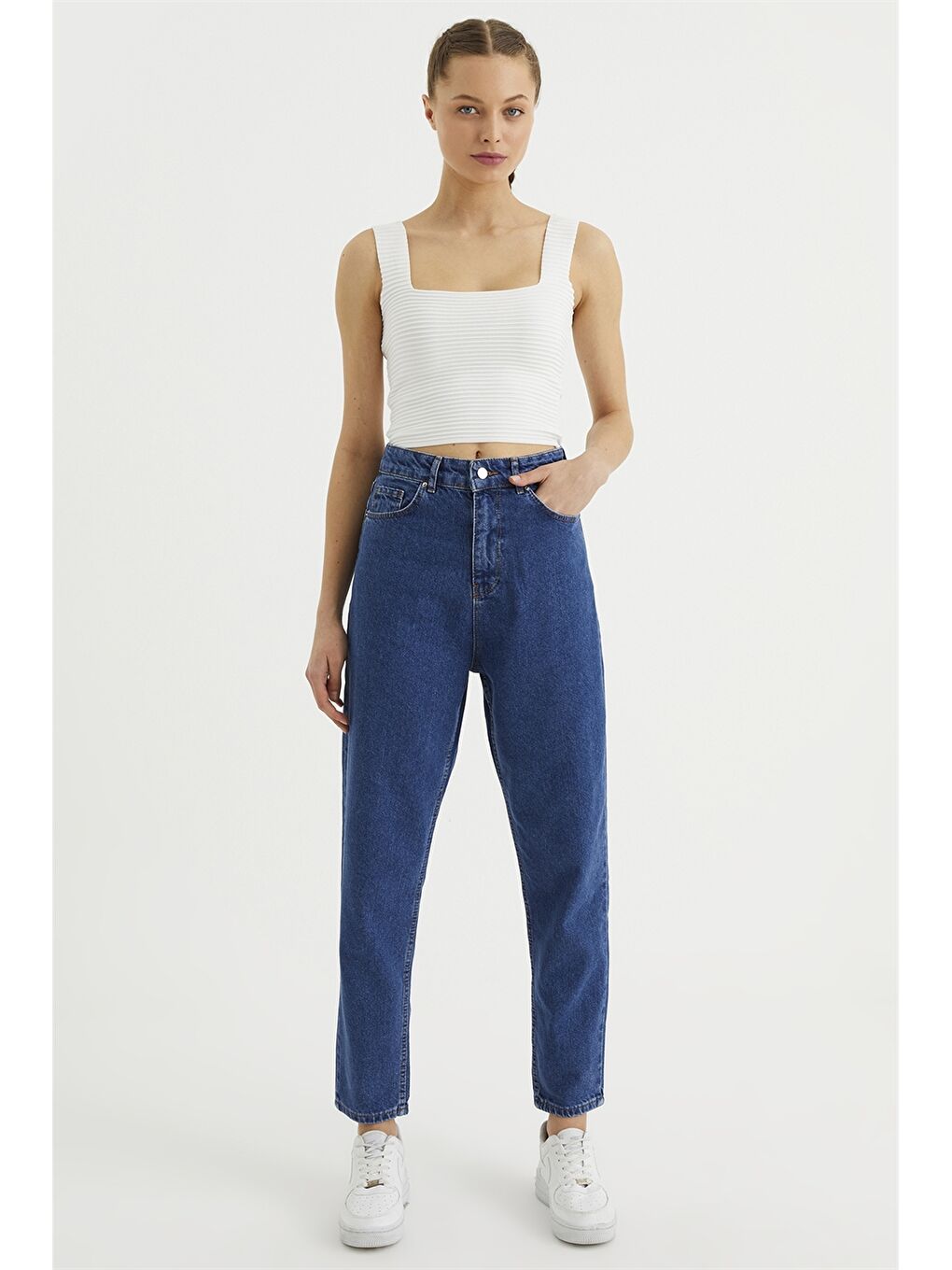 Mavi Kadın Mom Fit Düz Jean Pantolon-2