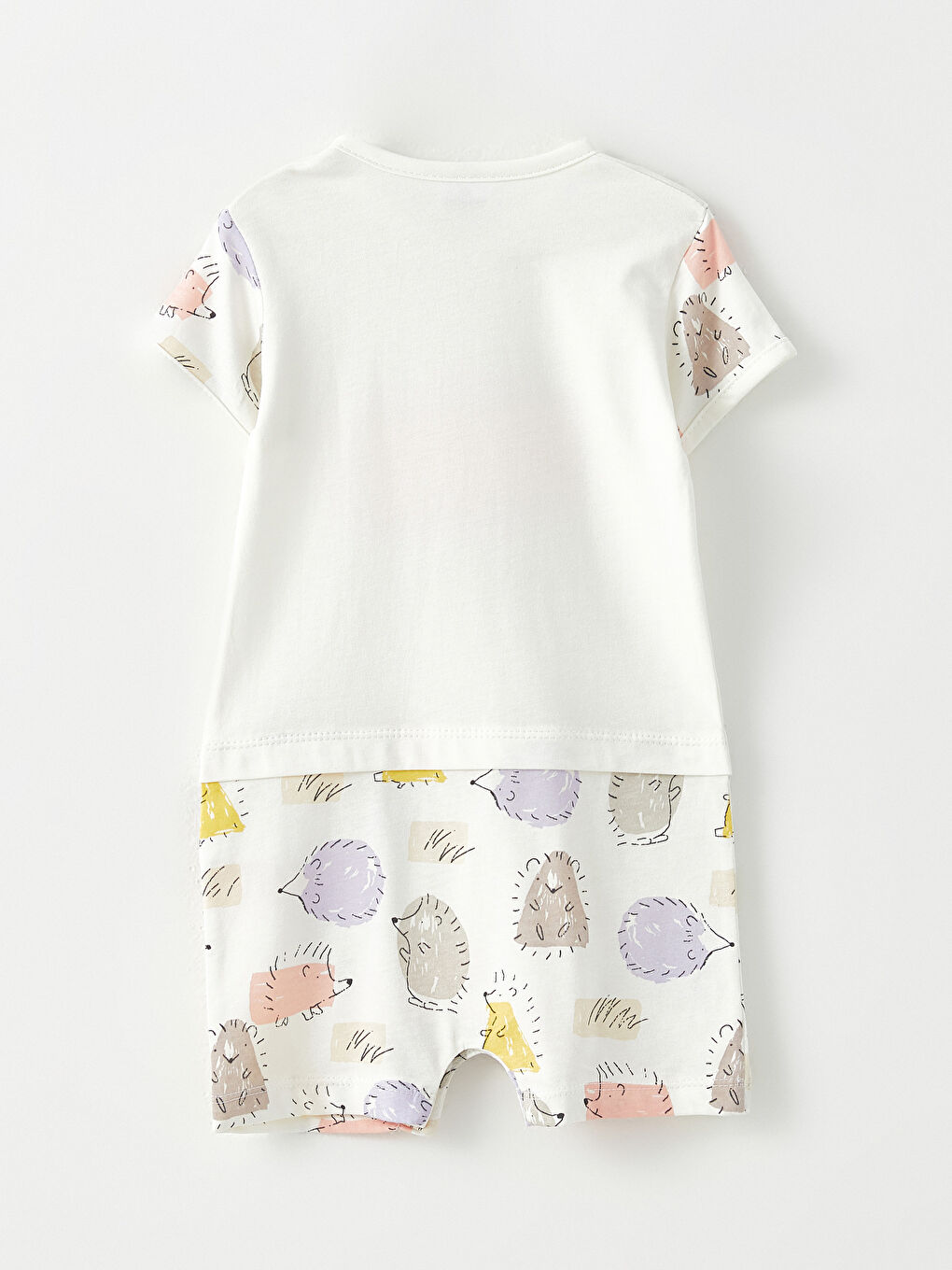 Beyaz Bisiklet Yaka Kısa Kollu Baskılı Kız Bebek Tulum-2