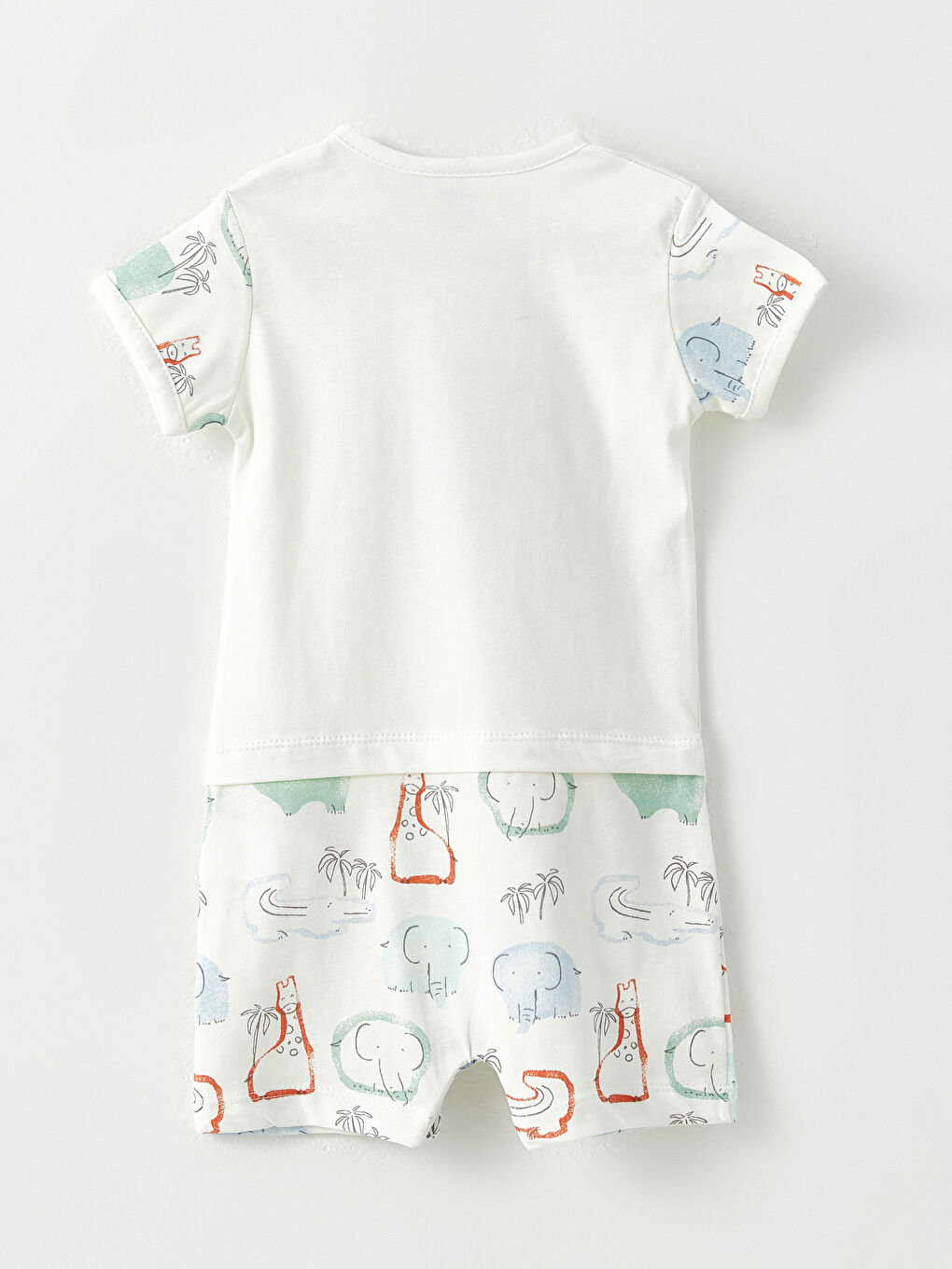 Beyaz Bisiklet Yaka Kısa Kollu Baskılı Erkek Bebek Tulum-2