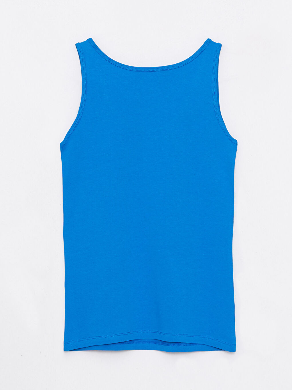 Mavi U Yaka Düz Pamuklu Kadın Atlet-6