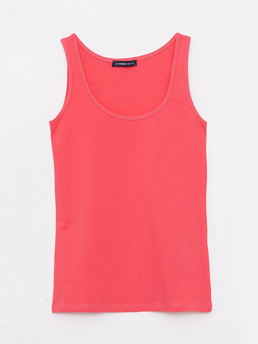 Kırmızı U Yaka Düz Pamuklu Kadın Atlet-5