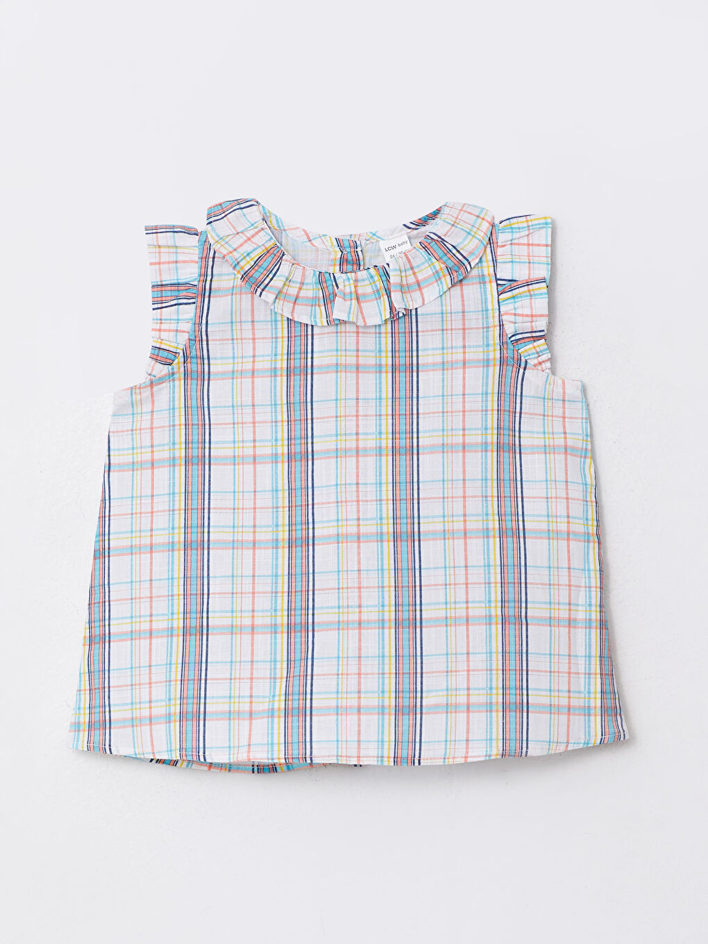 Pembe Bisiklet Yaka Ekose Desenli Kız Bebek Bluz