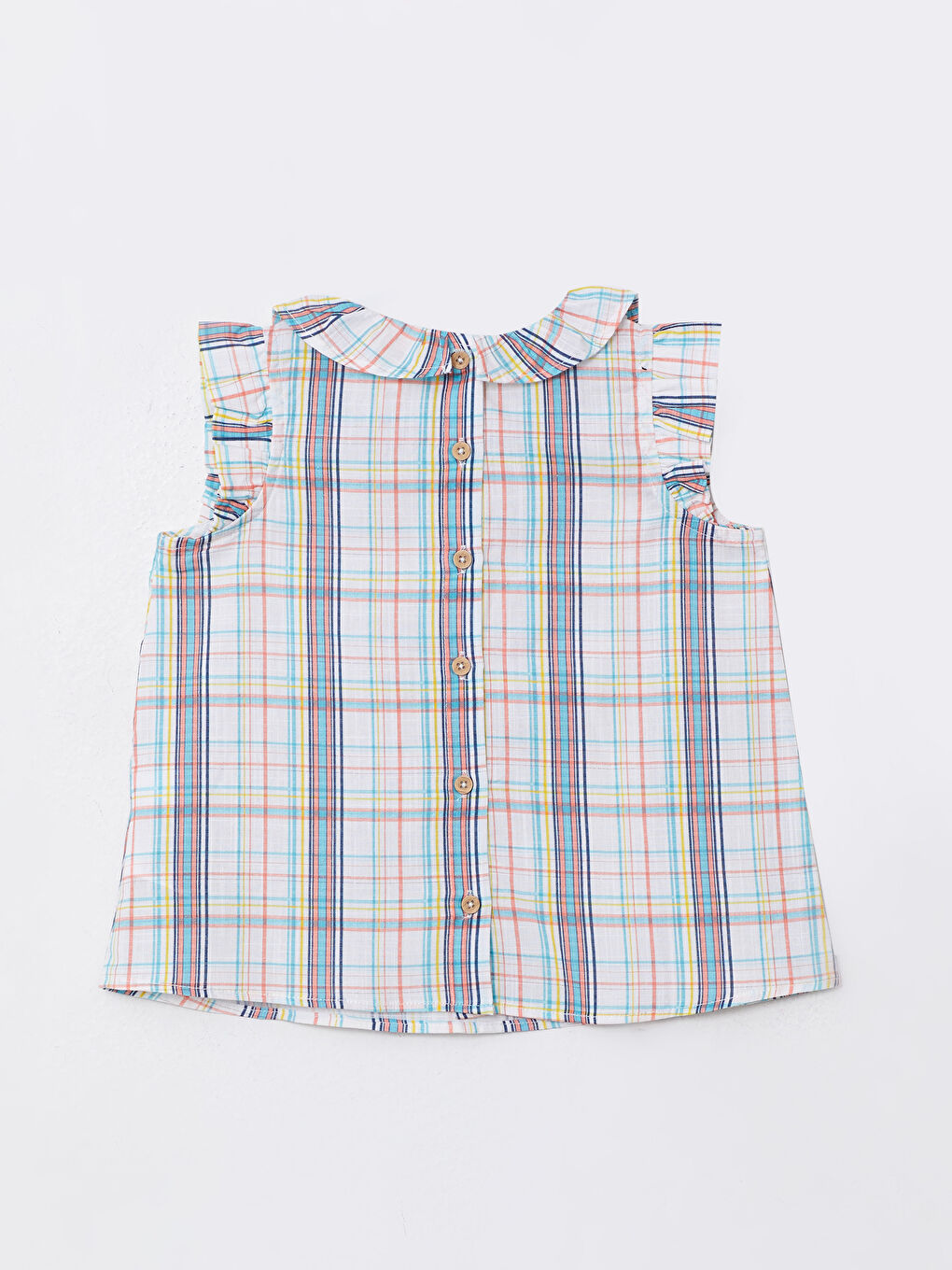 Pembe Bisiklet Yaka Ekose Desenli Kız Bebek Bluz-1