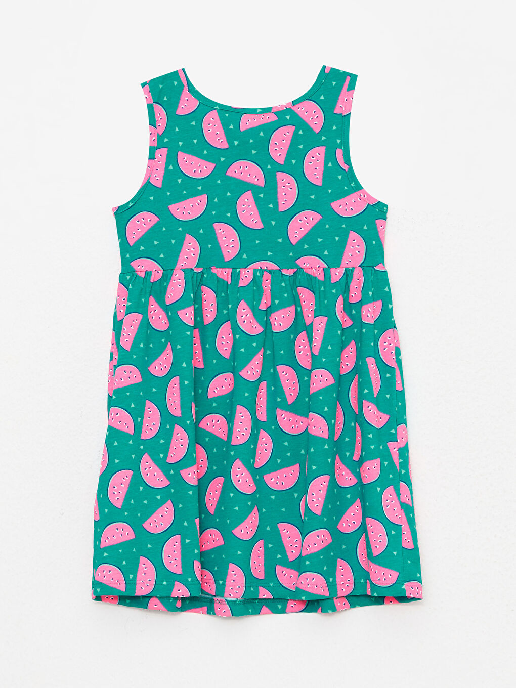 Yeşil Bisiklet Yaka Baskılı Kız Bebek Elbise-1