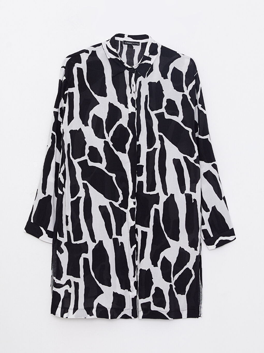 Patterned Long Sleeve Viscose Women's Shirt Tunic-5