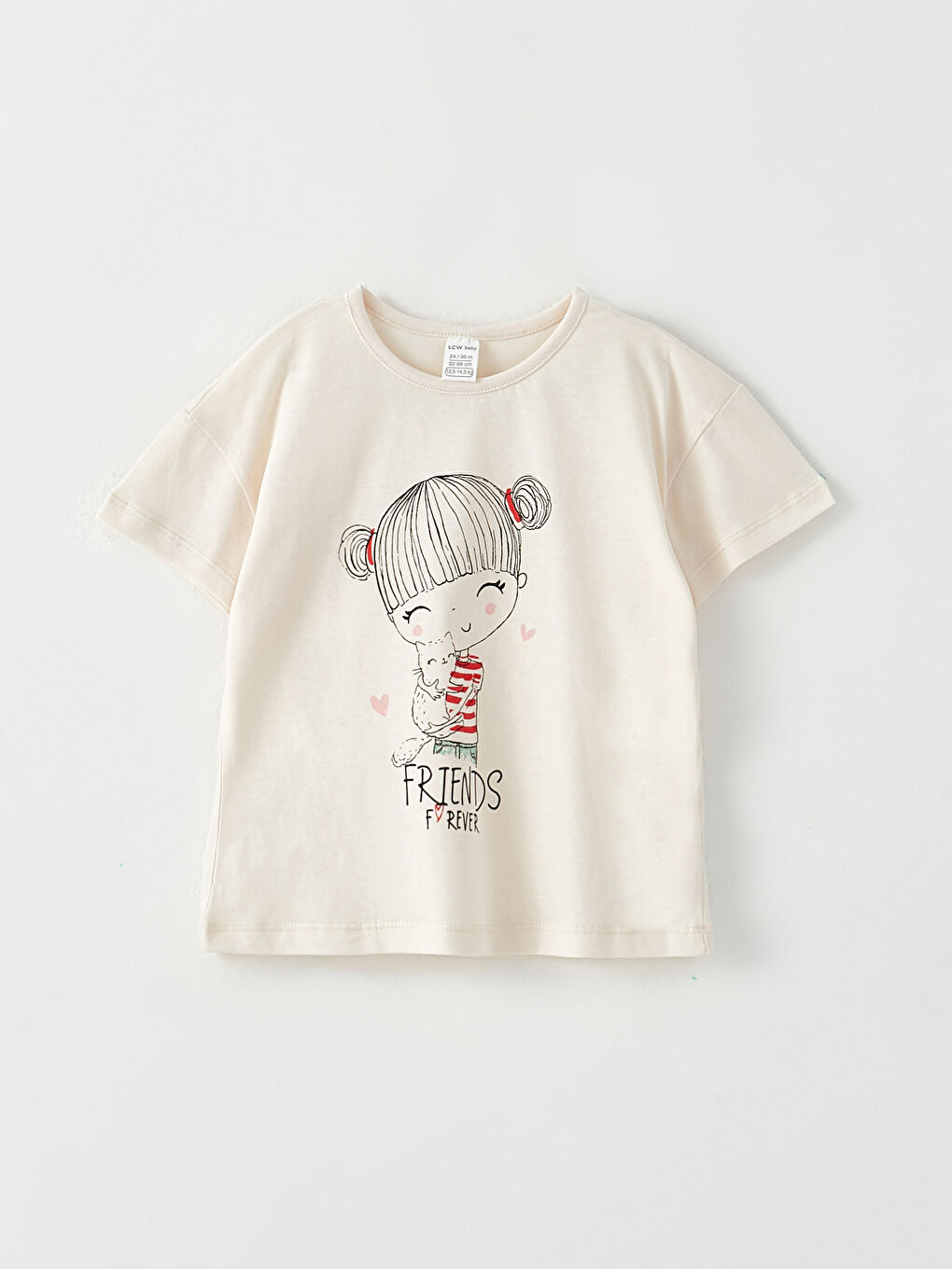 Crew Neck Short Sleeve Printed Cotton Baby Girl T-Shirt