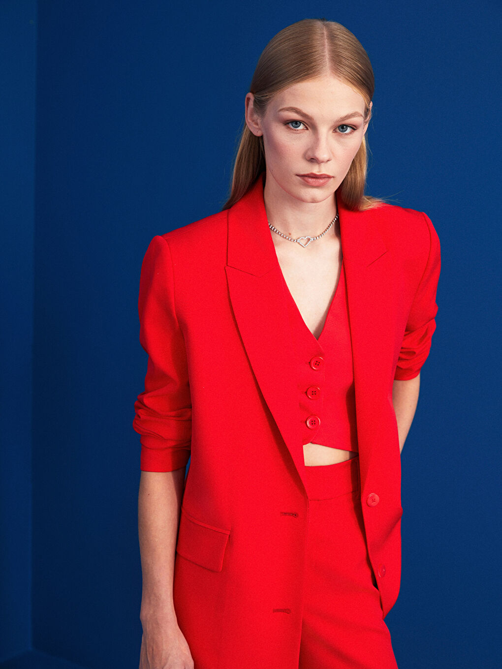 Women's V Neck Plain Classic Waistcoat -W2HS26Z8-GPU