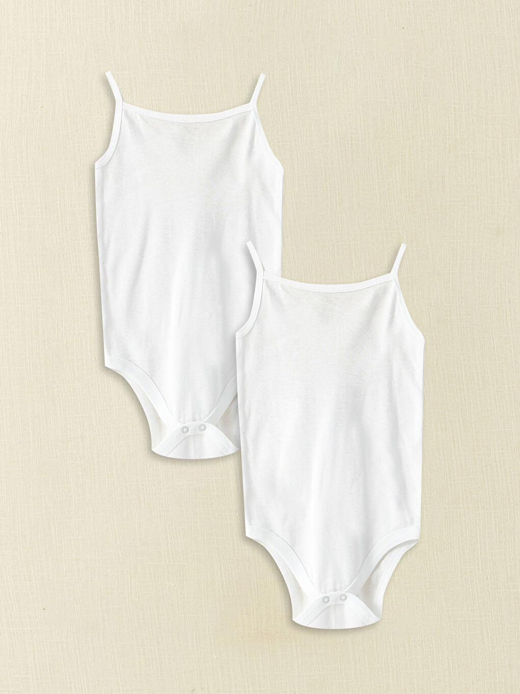 Beyaz Kare Yaka Askılı Basic Kız Bebek Çıtçıtlı Body 2'li