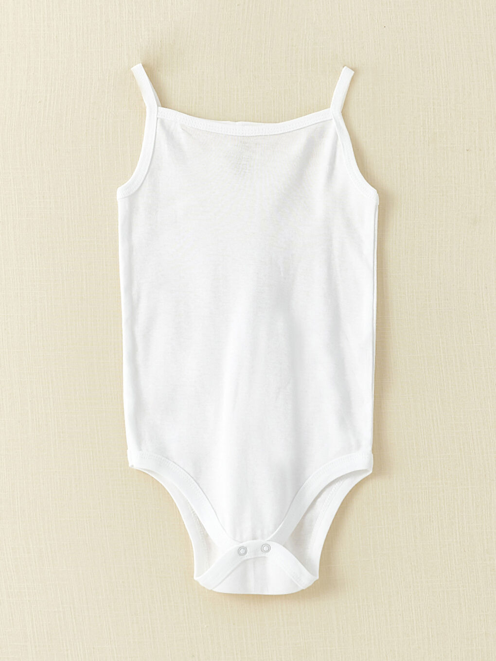 Beyaz Kare Yaka Askılı Basic Kız Bebek Çıtçıtlı Body 2'li-1