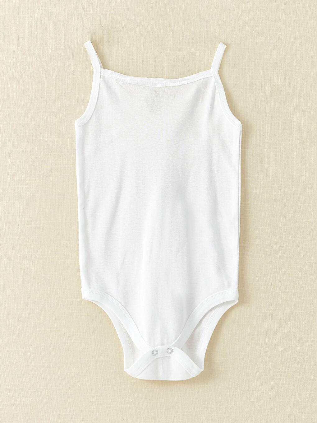Beyaz Kare Yaka Askılı Basic Kız Bebek Çıtçıtlı Body 2'li-2