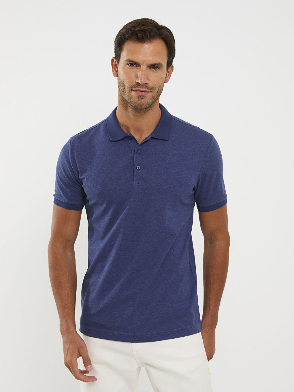 İndigo Polo Yaka Kısa Kollu Erkek Tişört-1