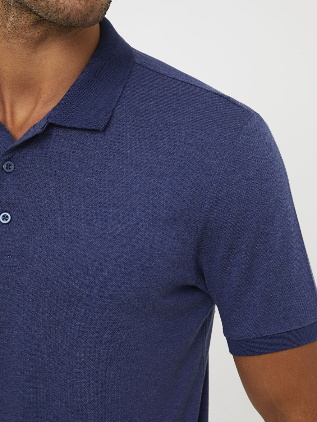 İndigo Polo Yaka Kısa Kollu Erkek Tişört-3