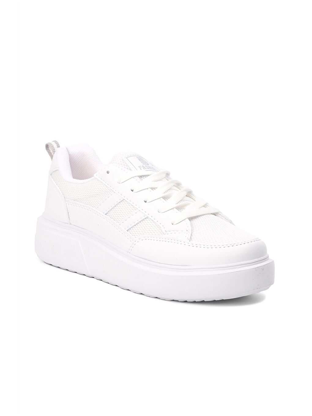 Beyaz Bağcıklı Kalın Taban Kadın Spor Ayakkabı-2