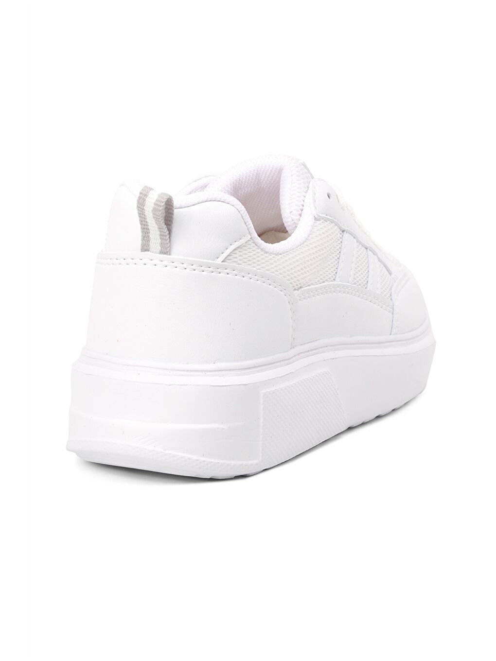 Beyaz Bağcıklı Kalın Taban Kadın Spor Ayakkabı-3