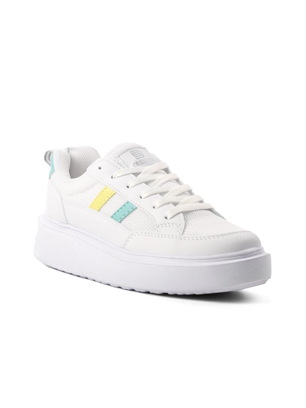 Beyaz Bağcıklı Kalın Taban Kadın Spor Ayakkabı-2