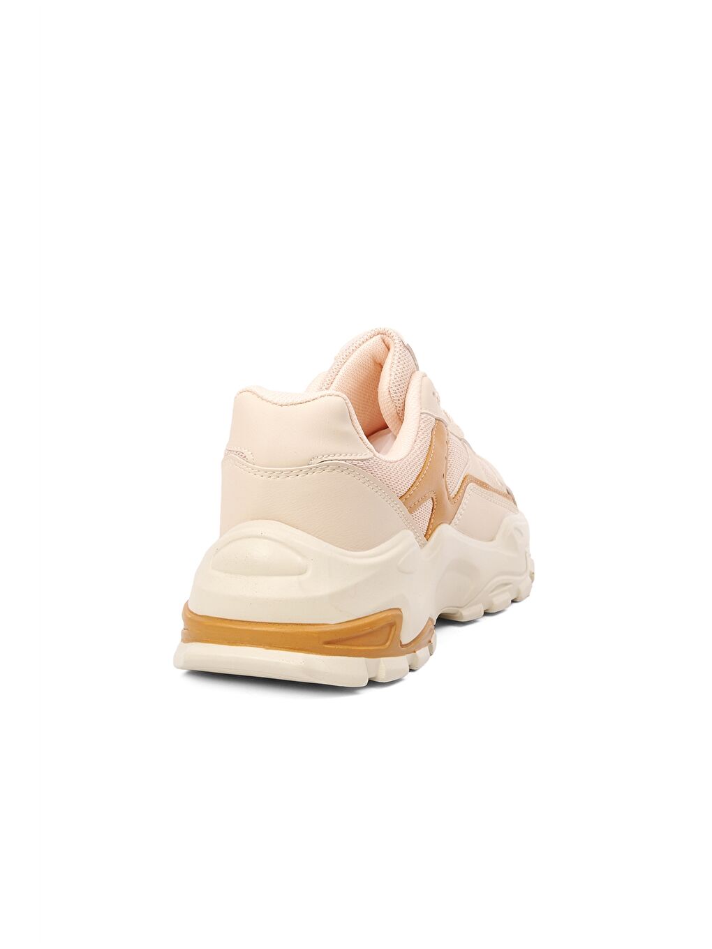 Bej Kalın Taban Bağcıklı Kadın Aktif Spor Ayakkabı-3