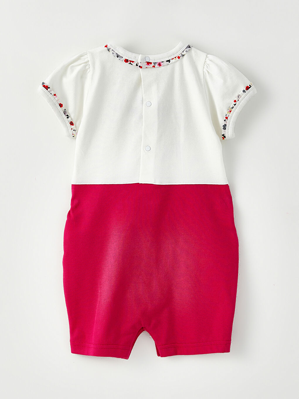 Pembe Bisiklet Yaka Kısa Kollu Baskılı Kız Bebek Tulum-1