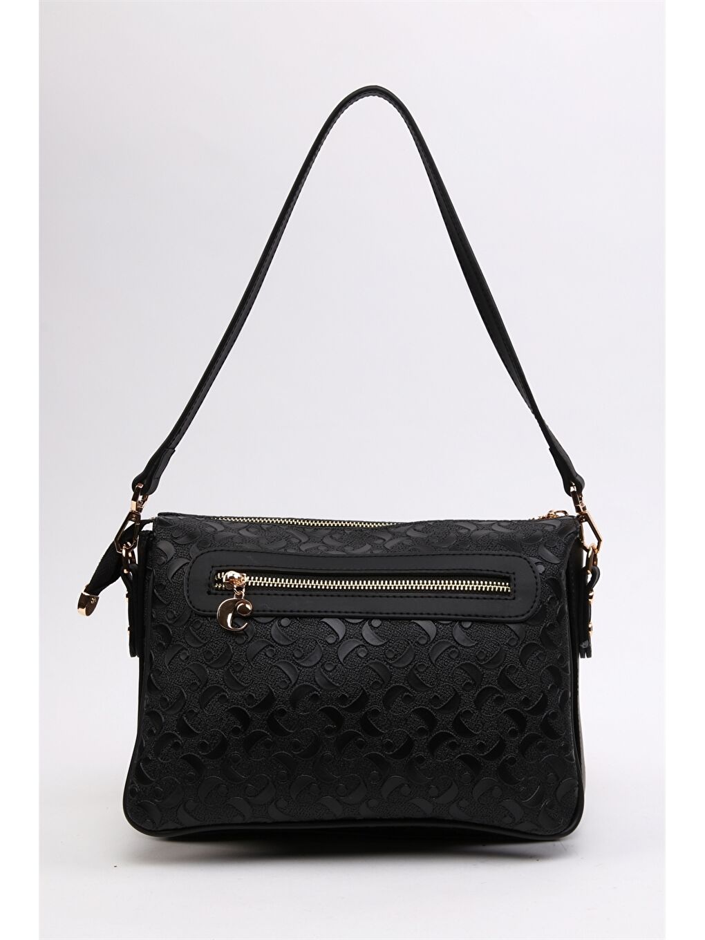 Siyah Monogram Baskılı Kadın Kol Çantası-2