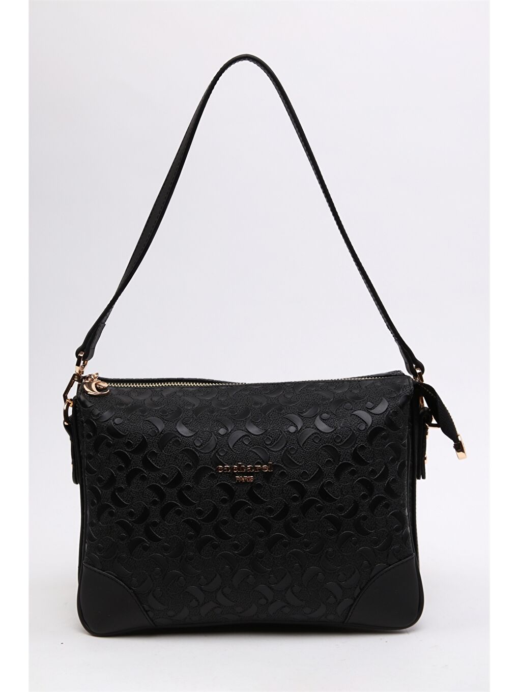 Siyah Monogram Baskılı Kadın Kol Çantası-7