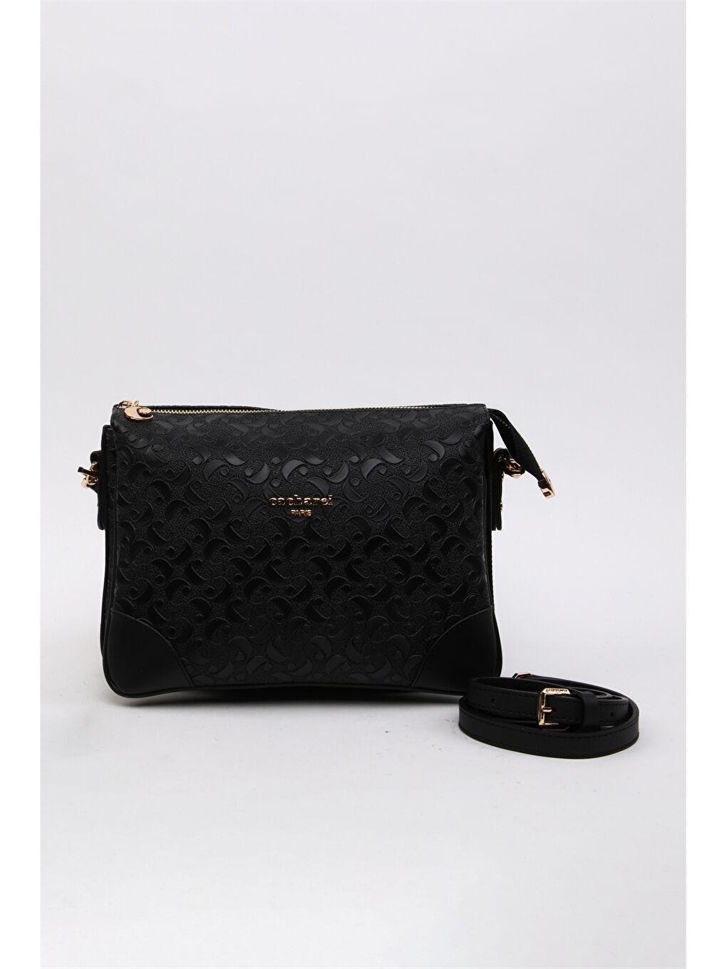 Siyah Monogram Baskılı Kadın Kol Çantası-9