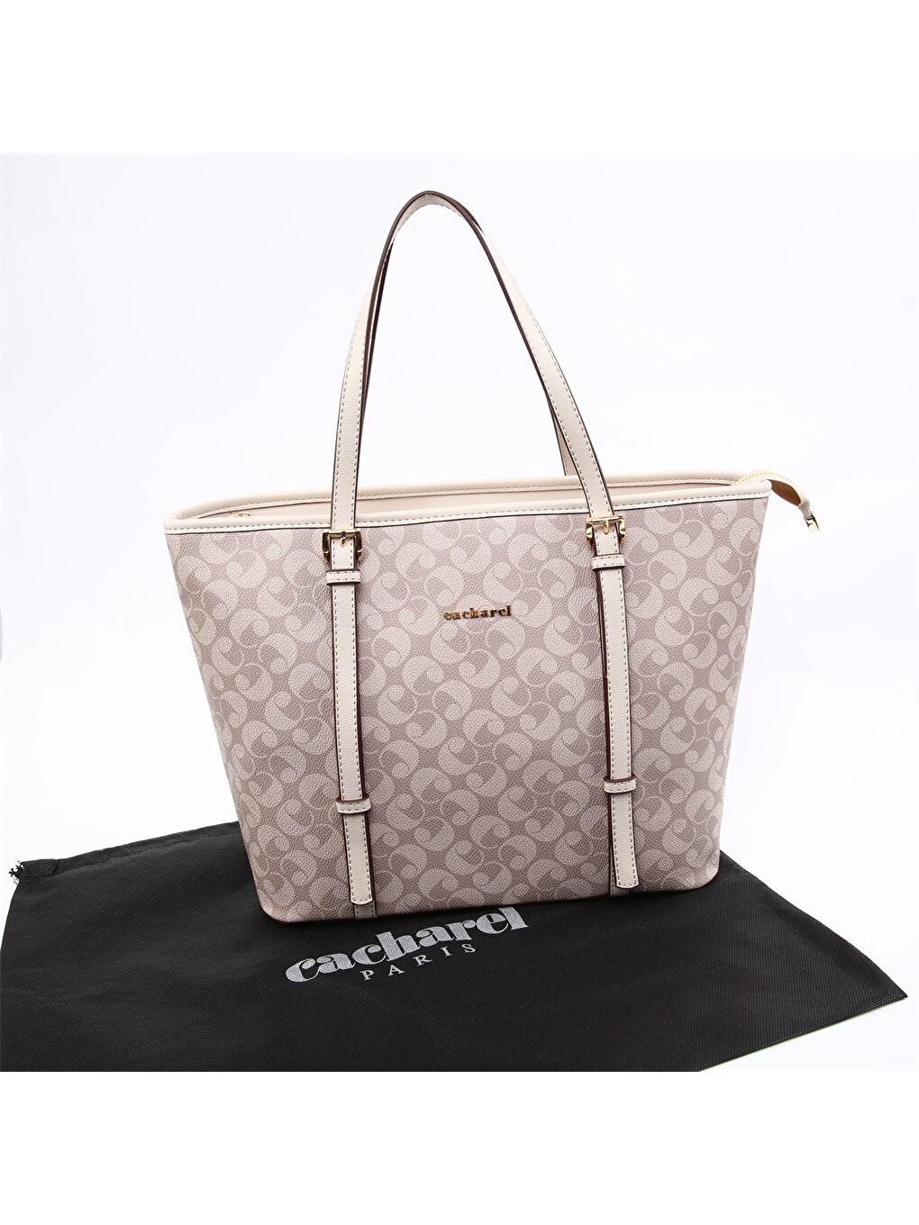 Kahverengi Monogram Baskılı Kadın Tote Çanta