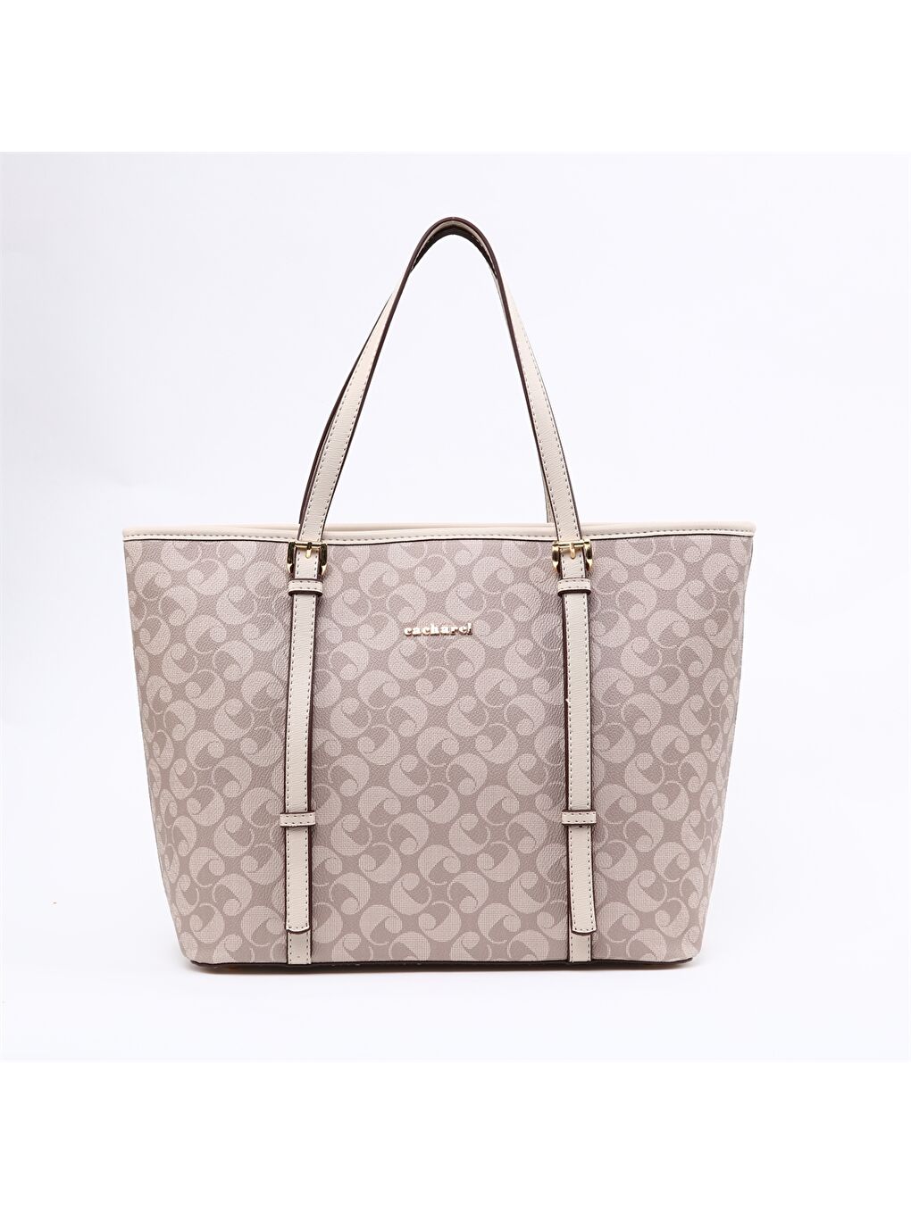 Kahverengi Monogram Baskılı Kadın Tote Çanta-2