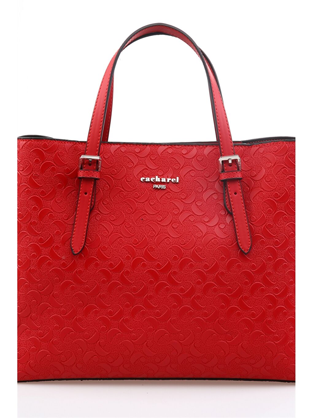 Kırmızı Monogram Baskılı Kadın Tote Çanta-1