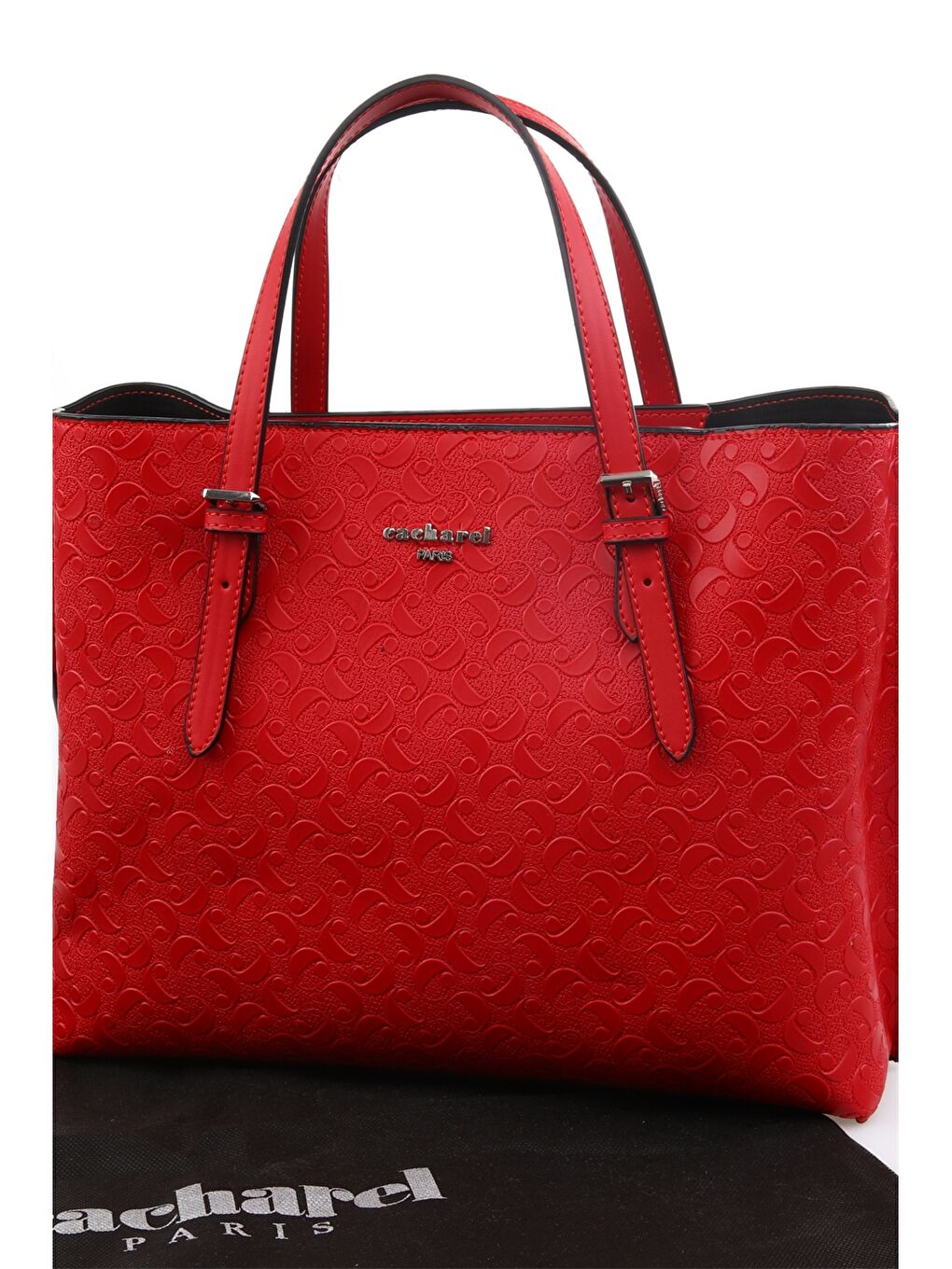 Kırmızı Monogram Baskılı Kadın Tote Çanta-2