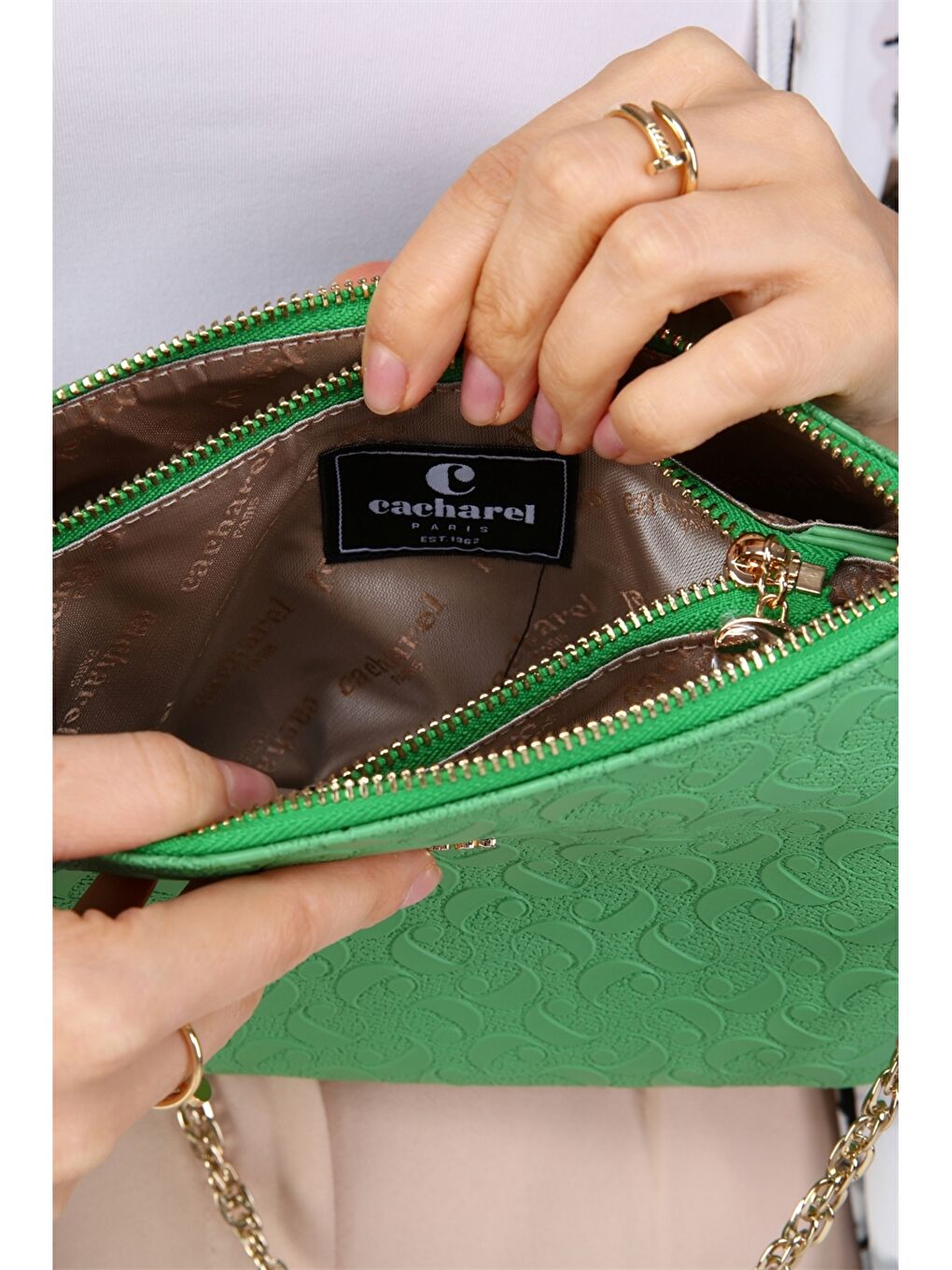 Yeşil Desenli Kadın Bel Çantası