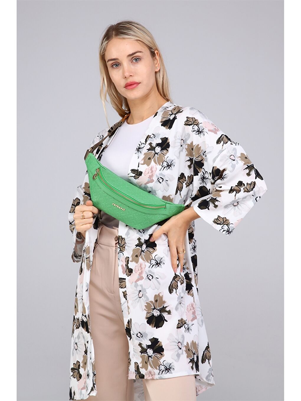 Yeşil Desenli Kadın Bel Çantası-3