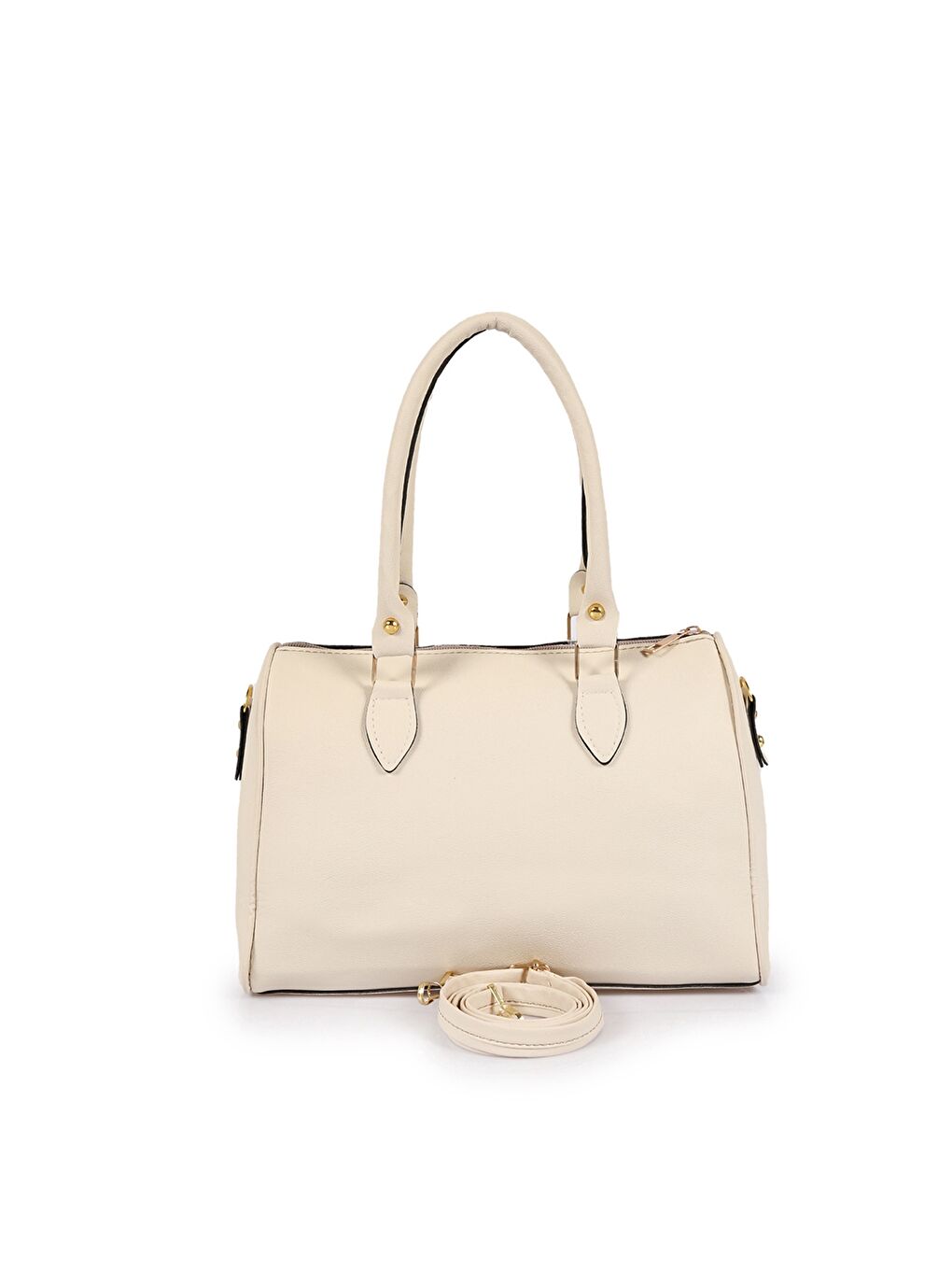 Ekru Deri Görünümlü Kadın Omuz Çantası-2