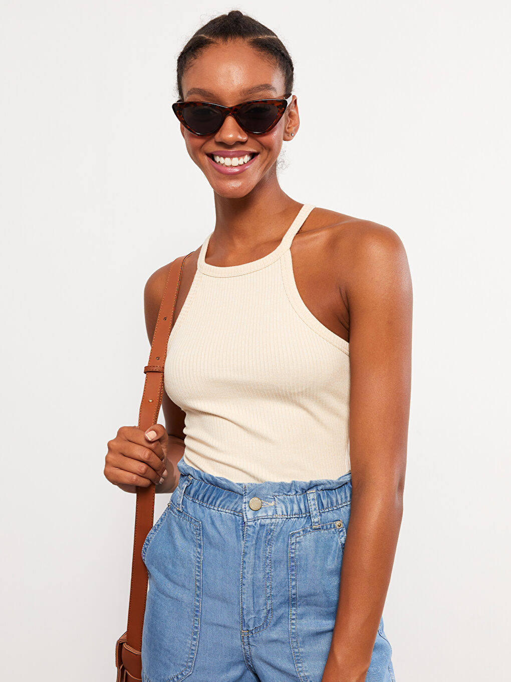 Women's Halter Neck Plain Crop Top-1